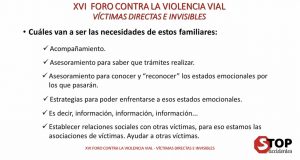 XVI FORO CONTRA LA VIOLENCIA VIAL, VICTIMAS DIRECTAS E INVISIBLES.